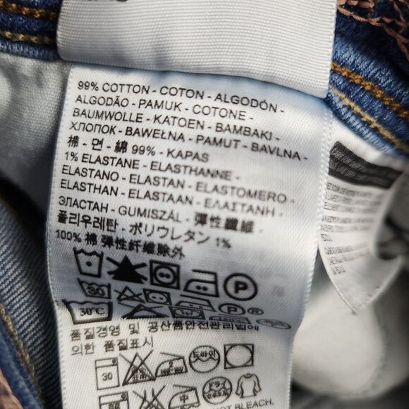 Levi's Mid Length Denim Shorts Size 10 Mid Rise Stretch Zip Fly Medium Blue Wash - Picture 10 of 12